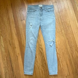 Grey distressed Current/Elliott skinny jeans, women’s size 28.